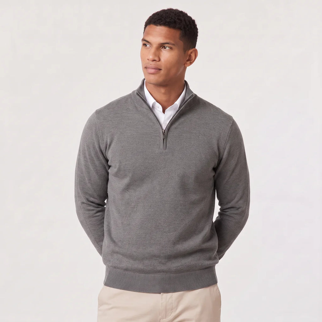 Men's Quarter Zip Sweater – Stand Collar Knit Pullover | Nero & Luya