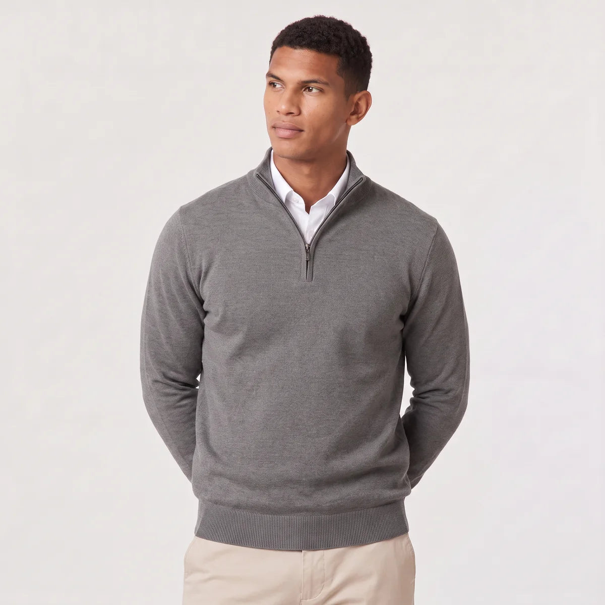 Men's Quarter Zip Sweater – Stand Collar Knit Pullover | Nero & Luya