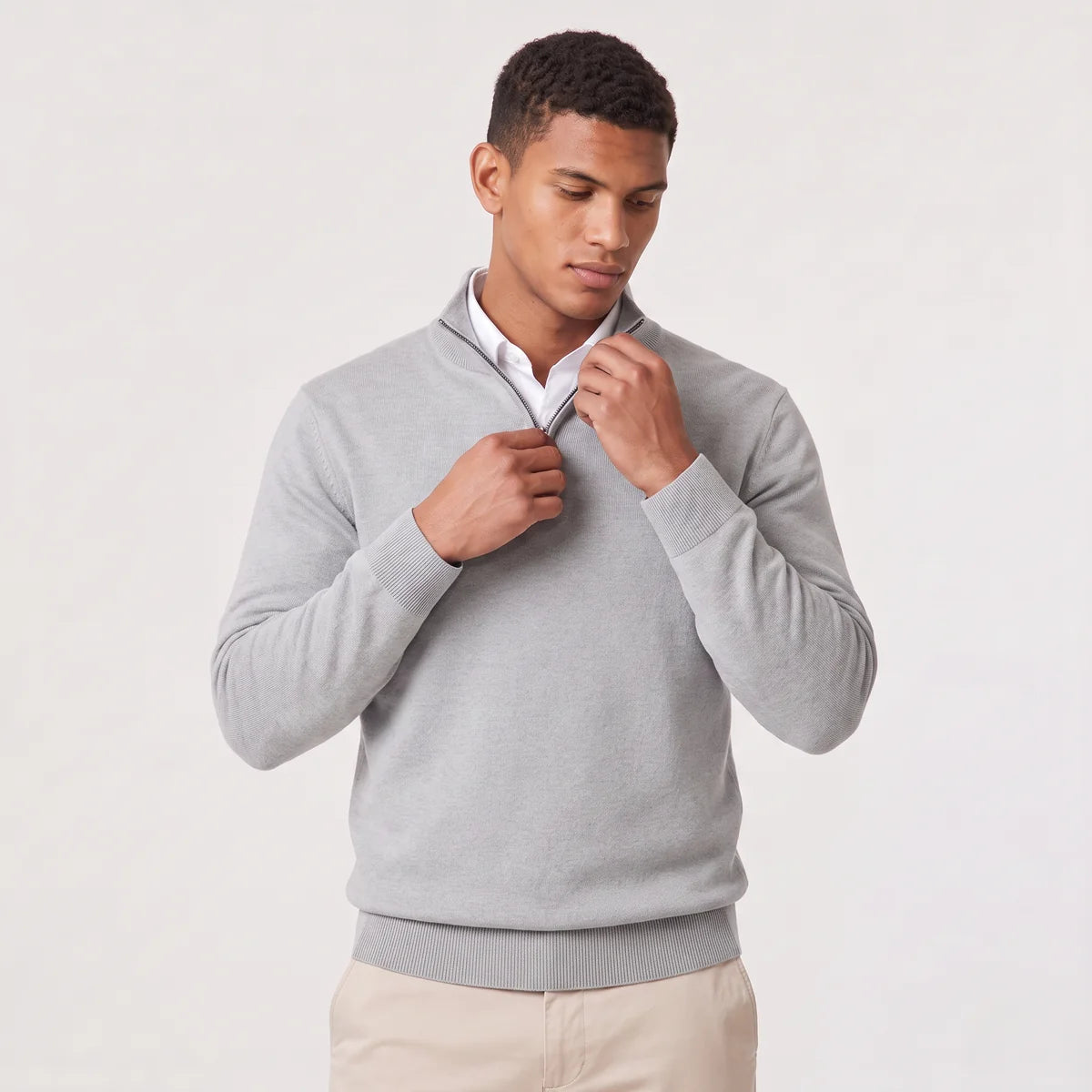 Men's Quarter Zip Sweater – Stand Collar Knit Pullover | Nero & Luya