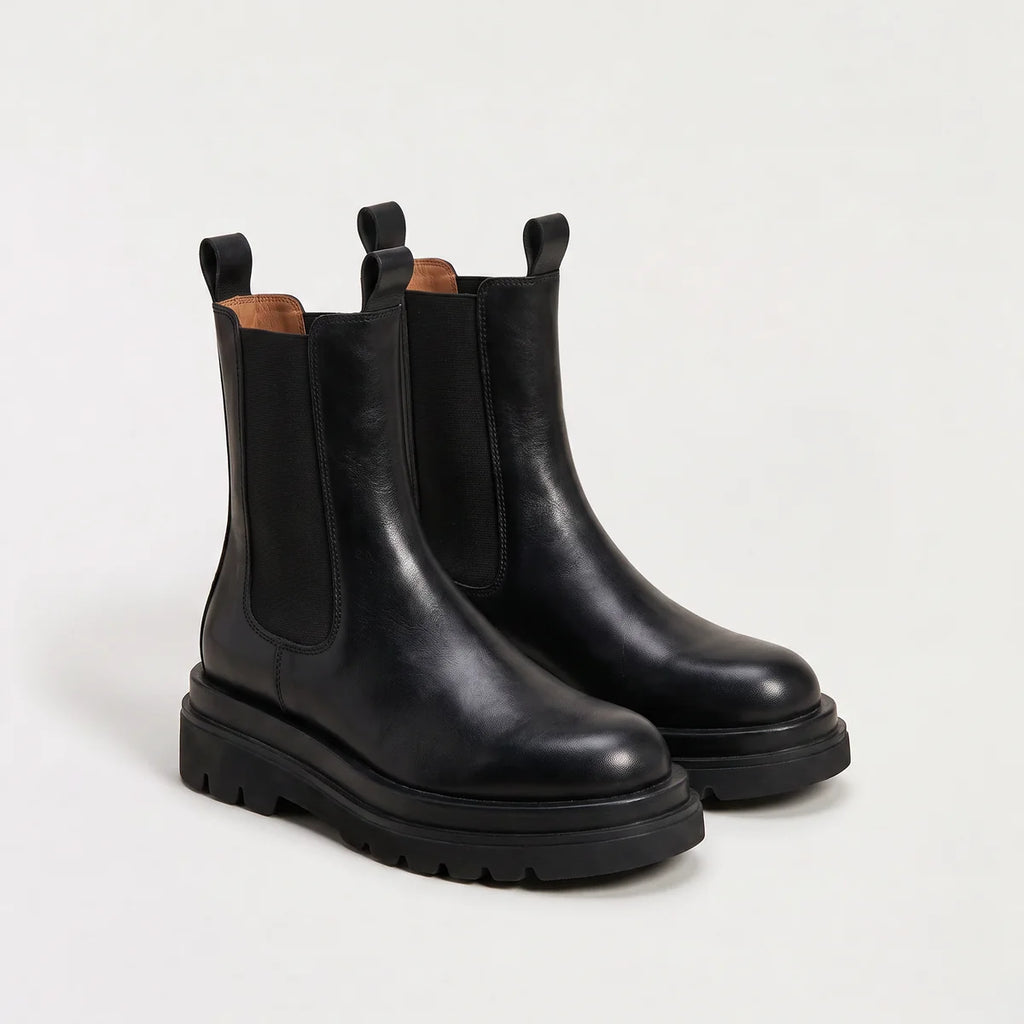 Women's Chunky Platform Chelsea Boots – Black Lug Sole Ankle Booties | Nero & Luya