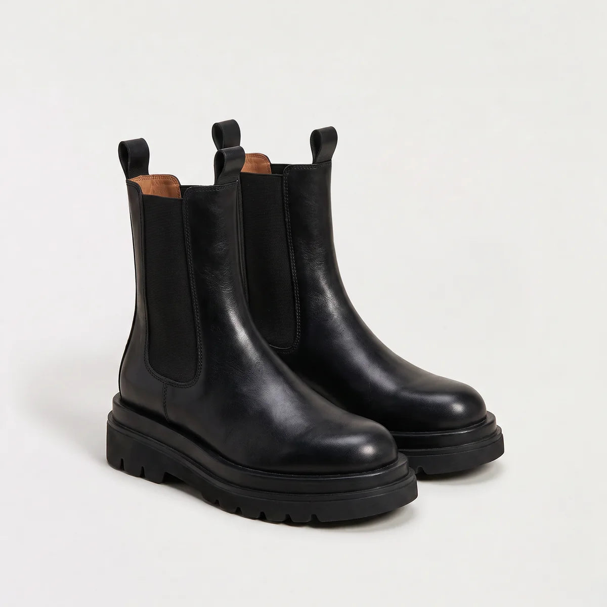 Women's Chunky Platform Chelsea Boots – Black Lug Sole Ankle Booties | Nero & Luya