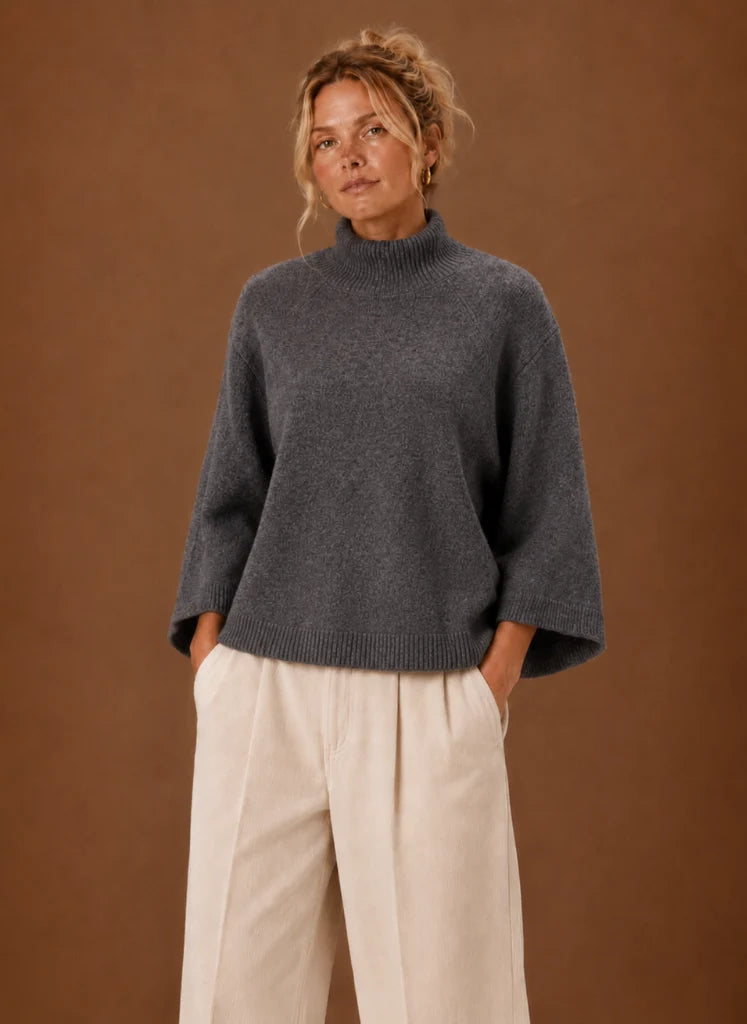 Chunky Knit Sweater for Women - Mock Neck Oversized | Nero & Luya
