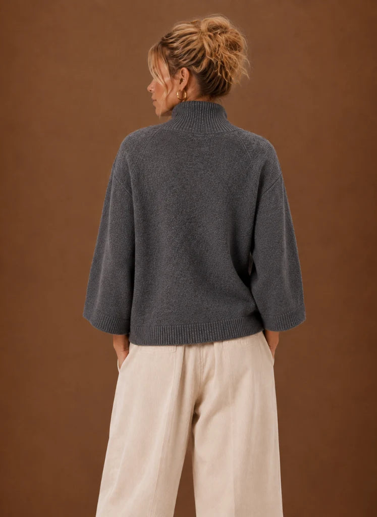 Chunky Knit Sweater for Women - Mock Neck Oversized | Nero & Luya