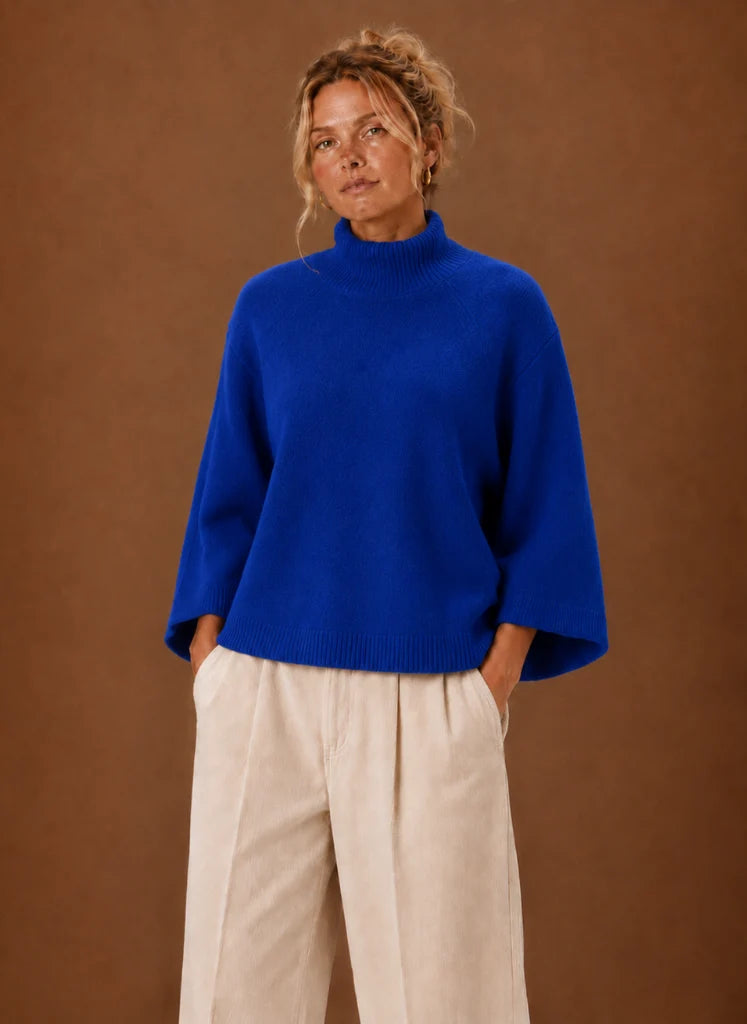 Chunky Knit Sweater for Women - Mock Neck Oversized | Nero & Luya