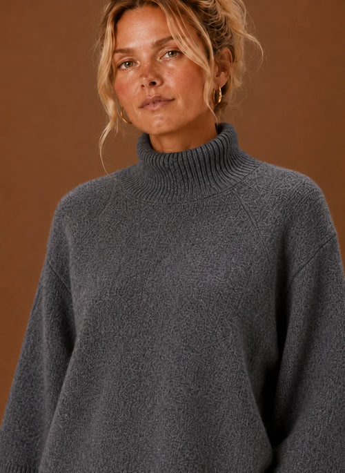 Chunky Knit Sweater for Women - Mock Neck Oversized | Nero & Luya
