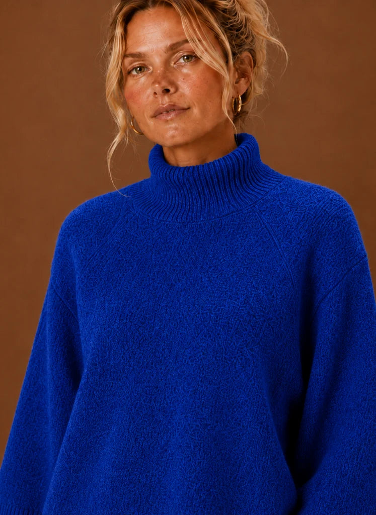Chunky Knit Sweater for Women - Mock Neck Oversized | Nero & Luya