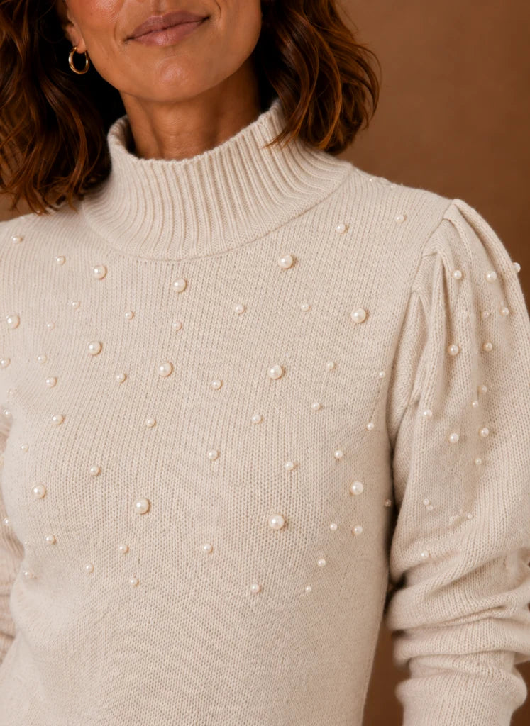 Women’s Pearl Knit Sweater Dress with High Neck | Nero & Luya