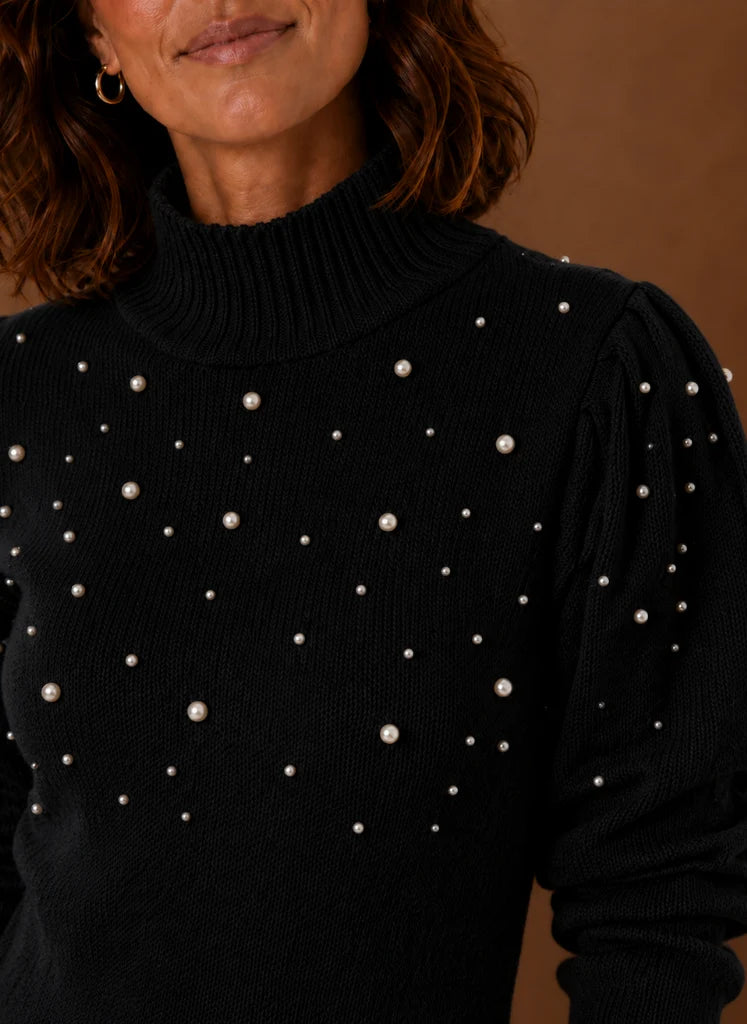Women’s Pearl Knit Sweater Dress with High Neck | Nero & Luya