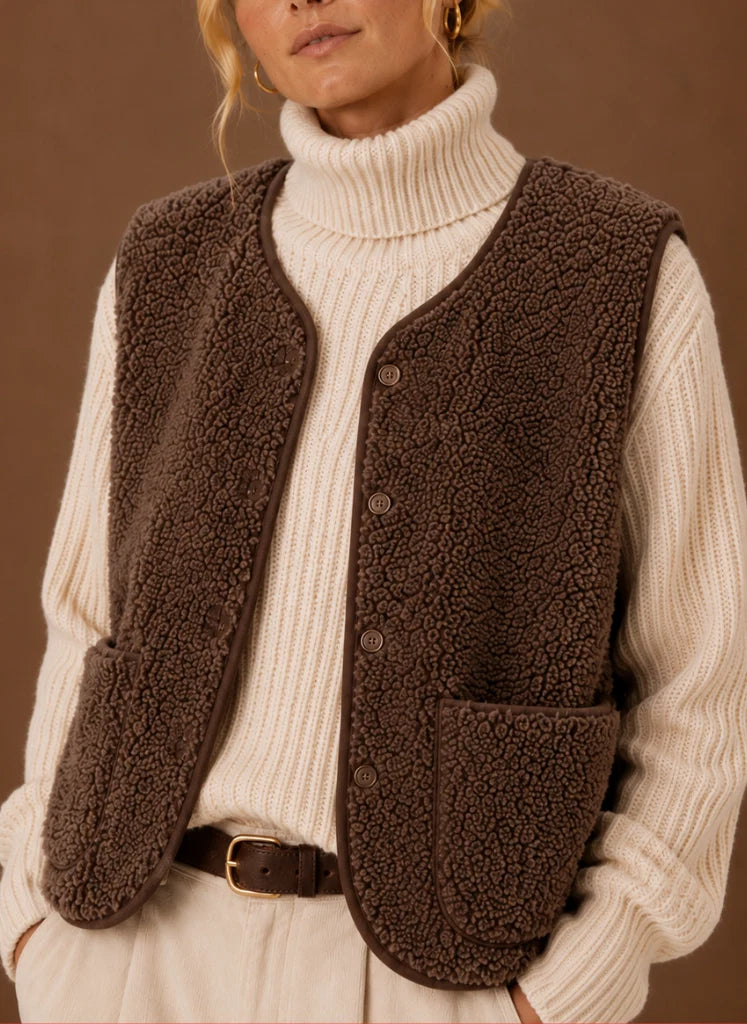 Women's Teddy Fleece Vest | Nero & Luya