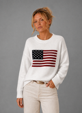 Women's Crew Neck Knit Pullover – American Flag Sweater | Nero & Luya