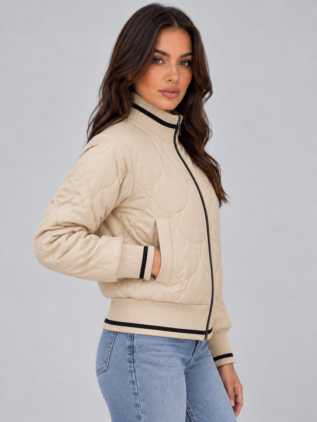 Bomber Jacket in Apricot