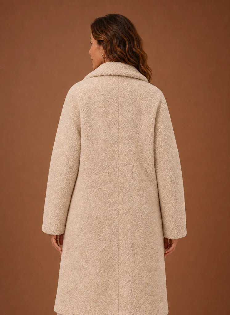 Women's Teddy Coat - Long Double-Breasted Winter Coat | Nero & Luya