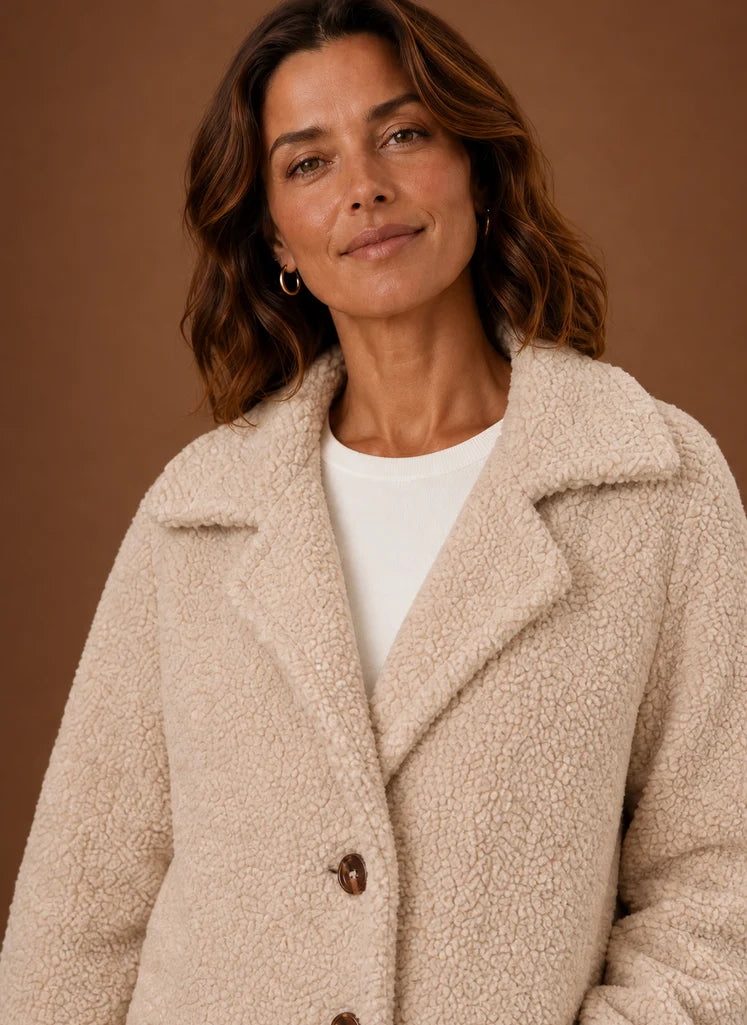 Women's Teddy Coat - Long Double-Breasted Winter Coat | Nero & Luya