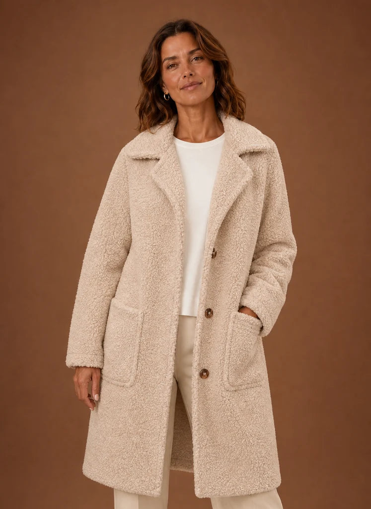 Women's Teddy Coat - Long Double-Breasted Winter Coat | Nero & Luya