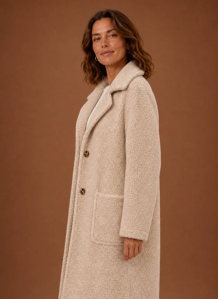 Women's Teddy Coat - Long Double-Breasted Winter Coat | Nero & Luya