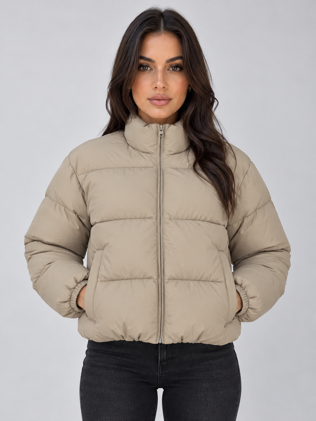 Puffer Jacket in Beige