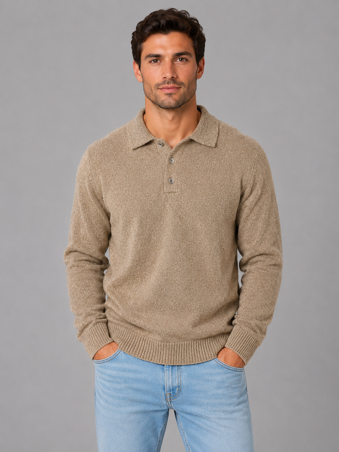Polo Sweater in Beige