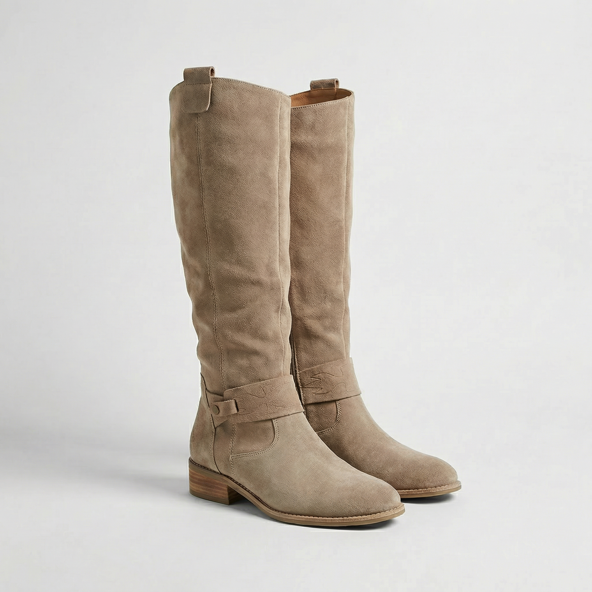 Knee-High Boots in Beige
