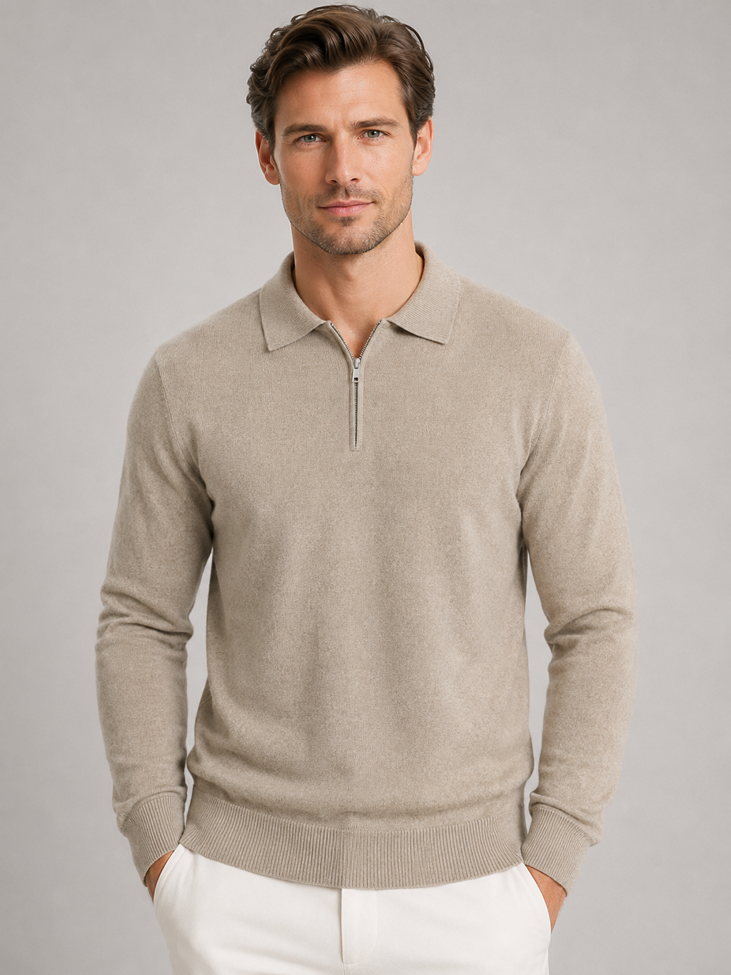 Polo Sweater in Beige