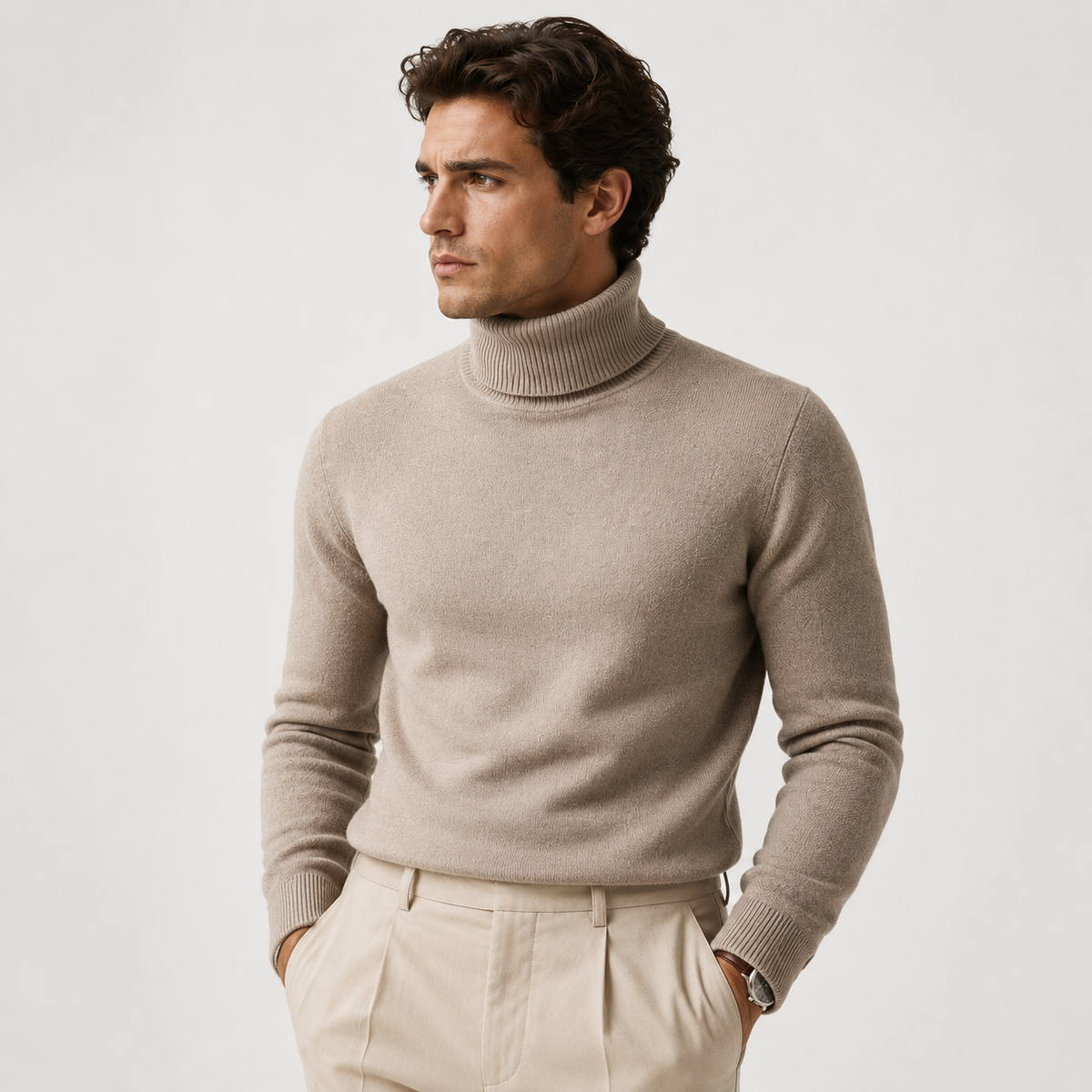 Turtleneck Sweater in Beige