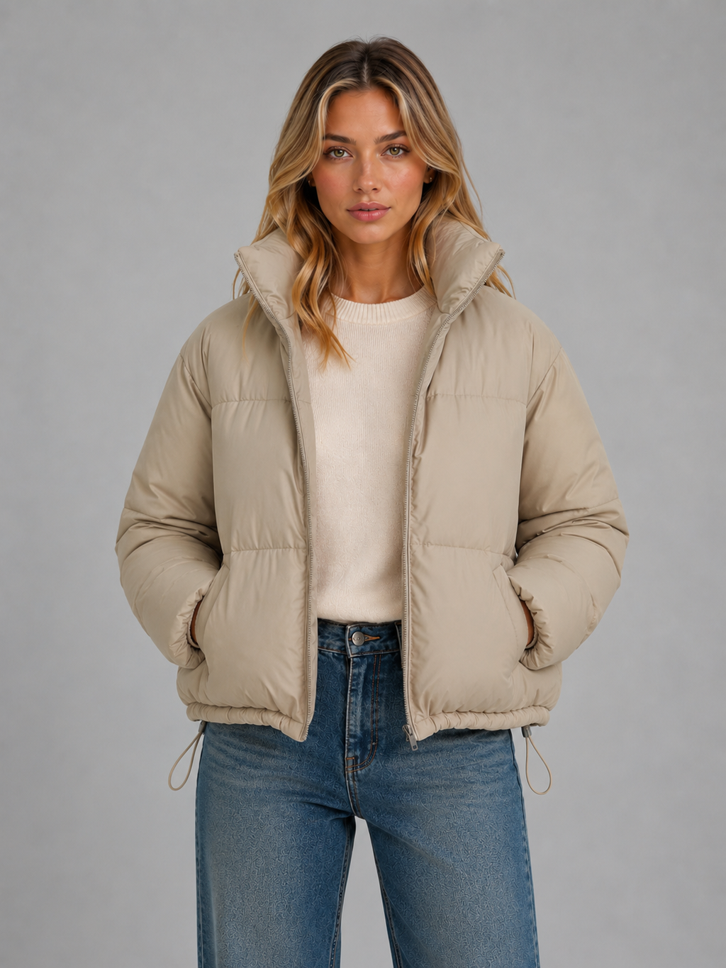 Puffer Jacket in Beige