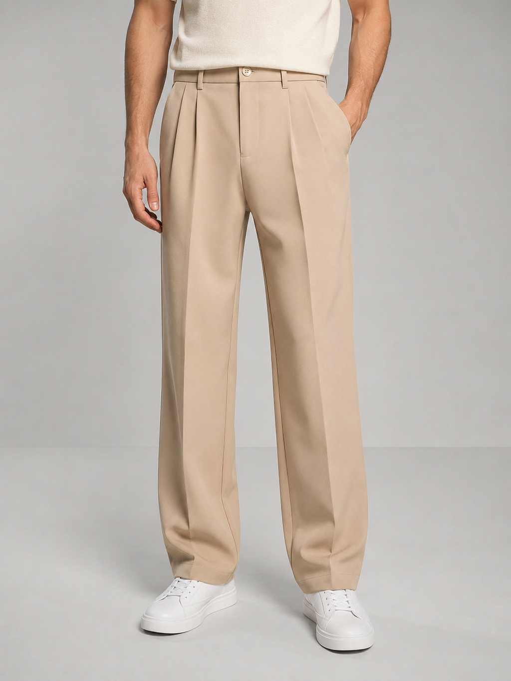 Men's Tailored Chinos in Beige