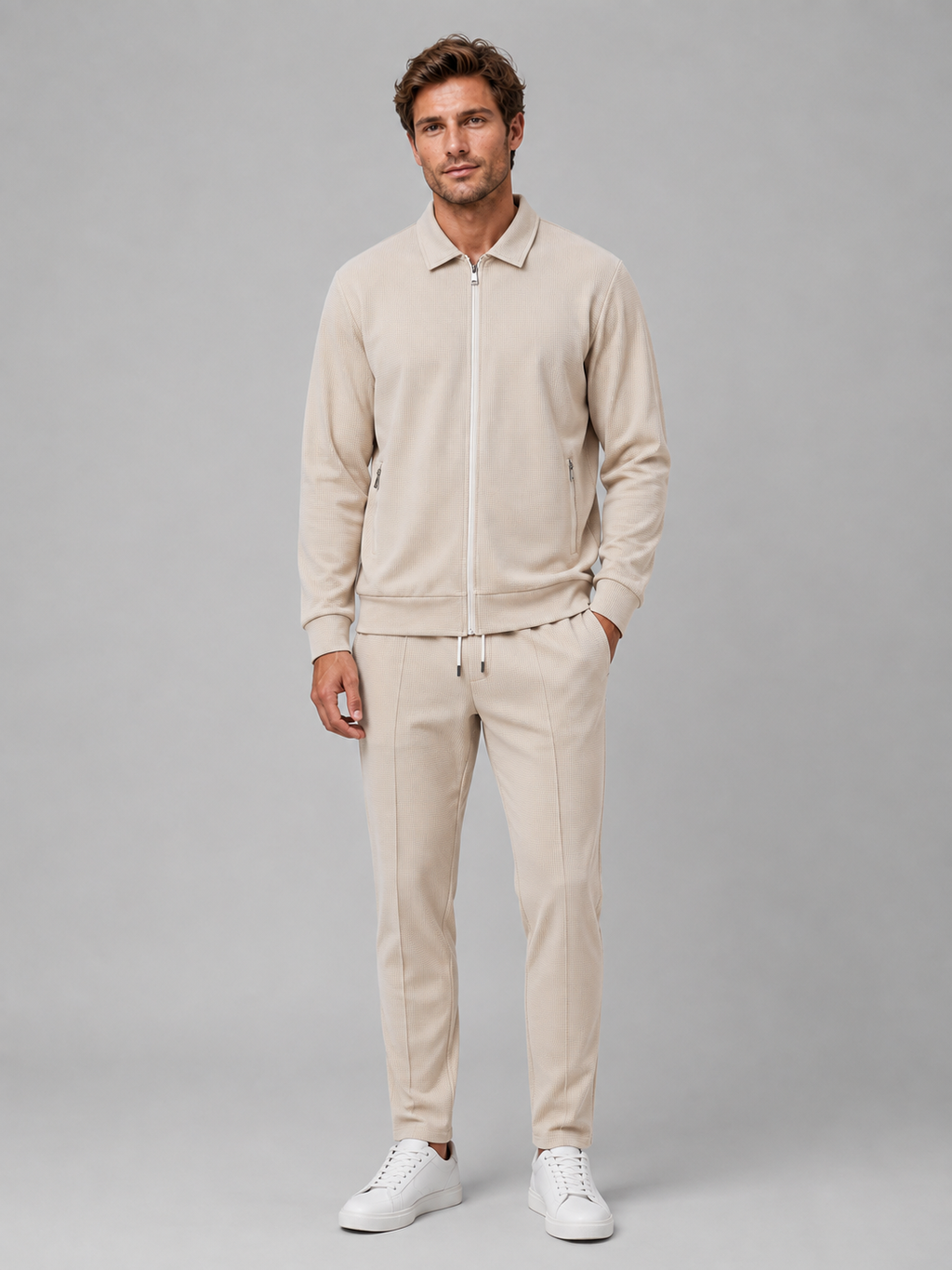 Jacket And Trousers Set in Beige