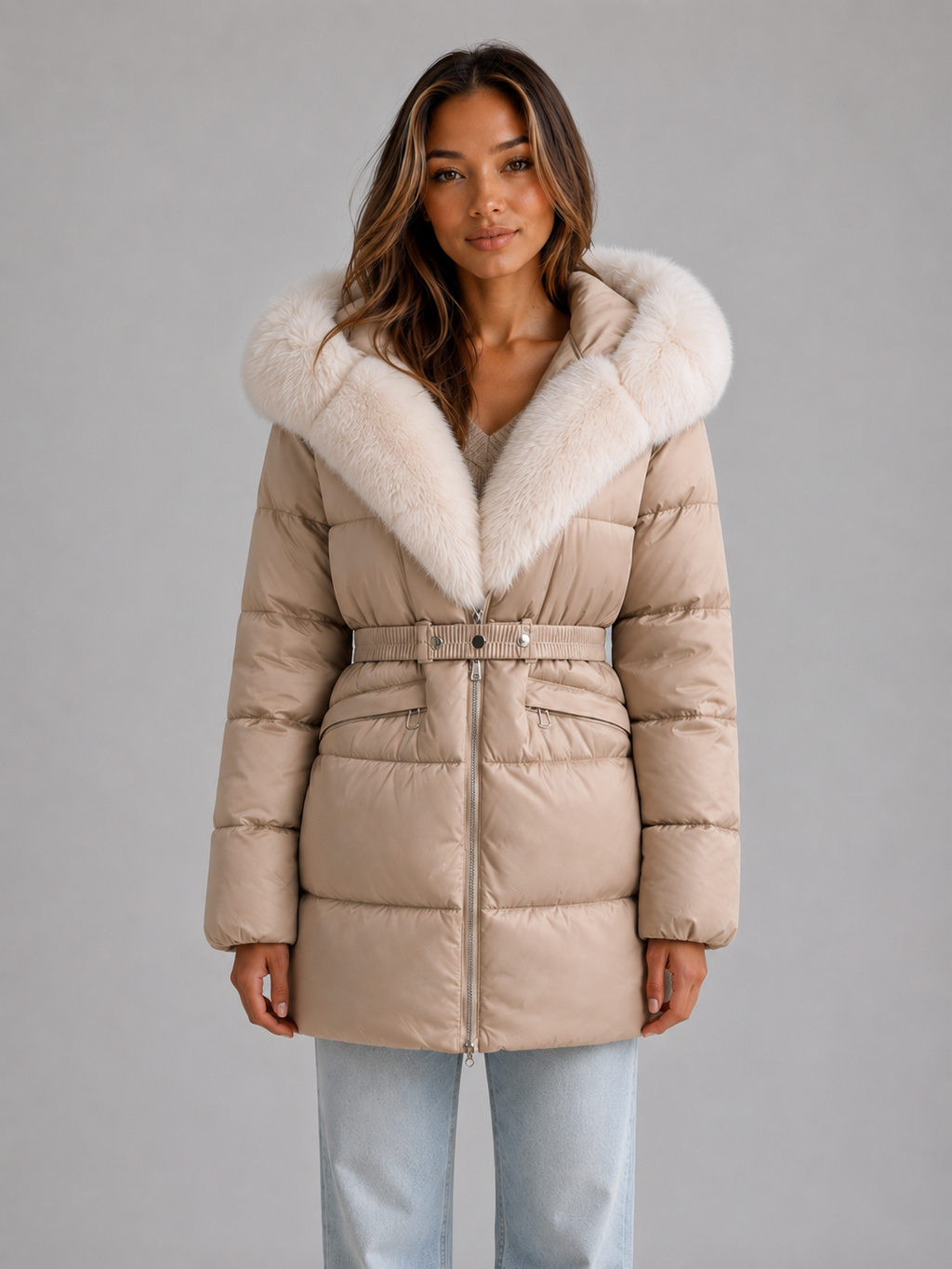 Puffer Jacket in Beige