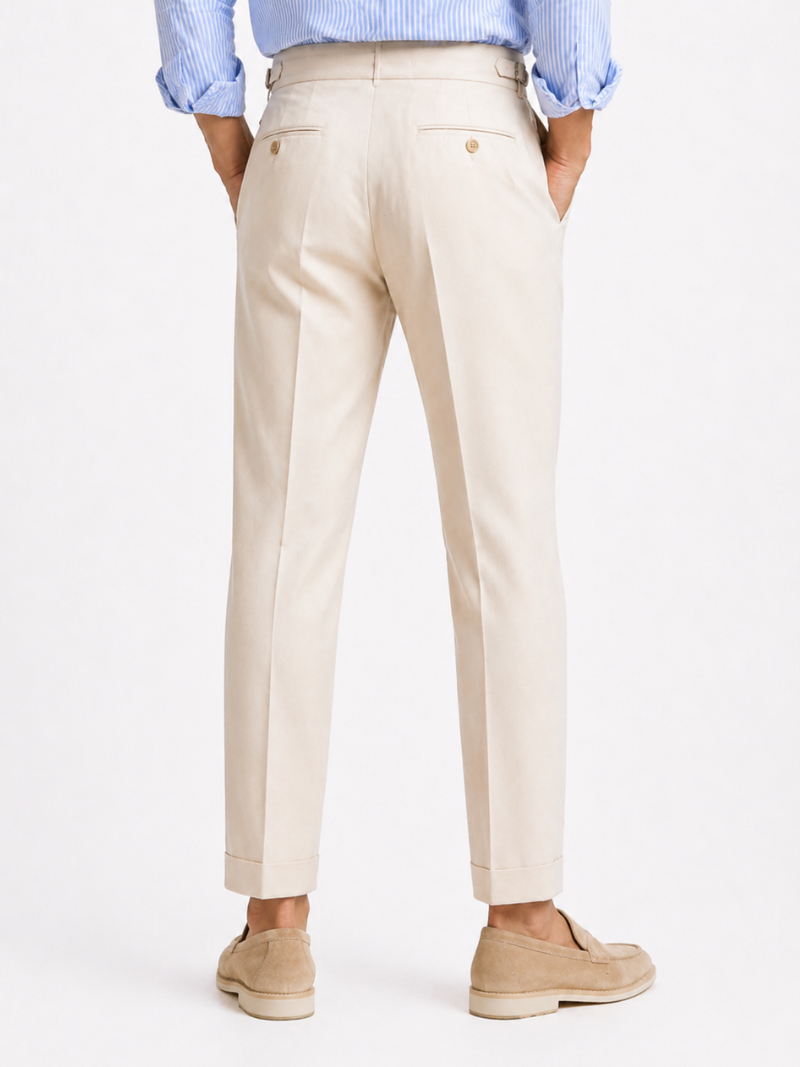 Men's High Waisted Pants in Beige