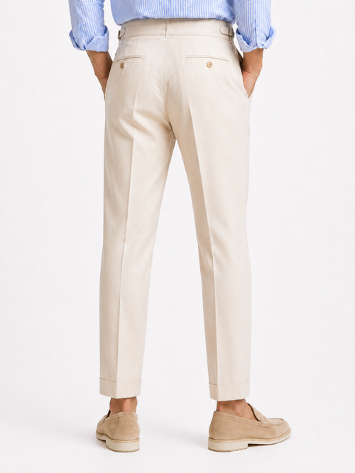 Men's High Waisted Pants in Beige