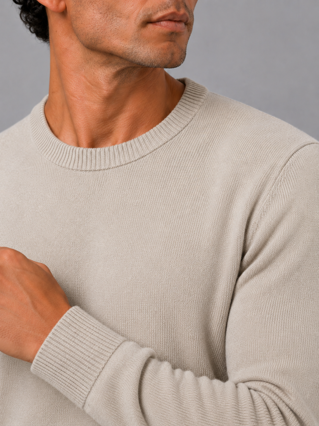Men'S Wool Pullover in Beige