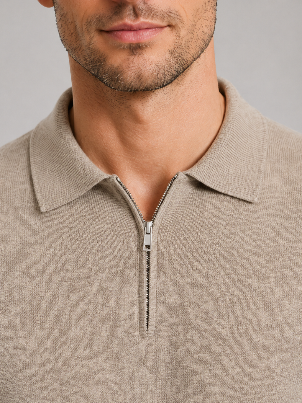 Polo Sweater in Beige