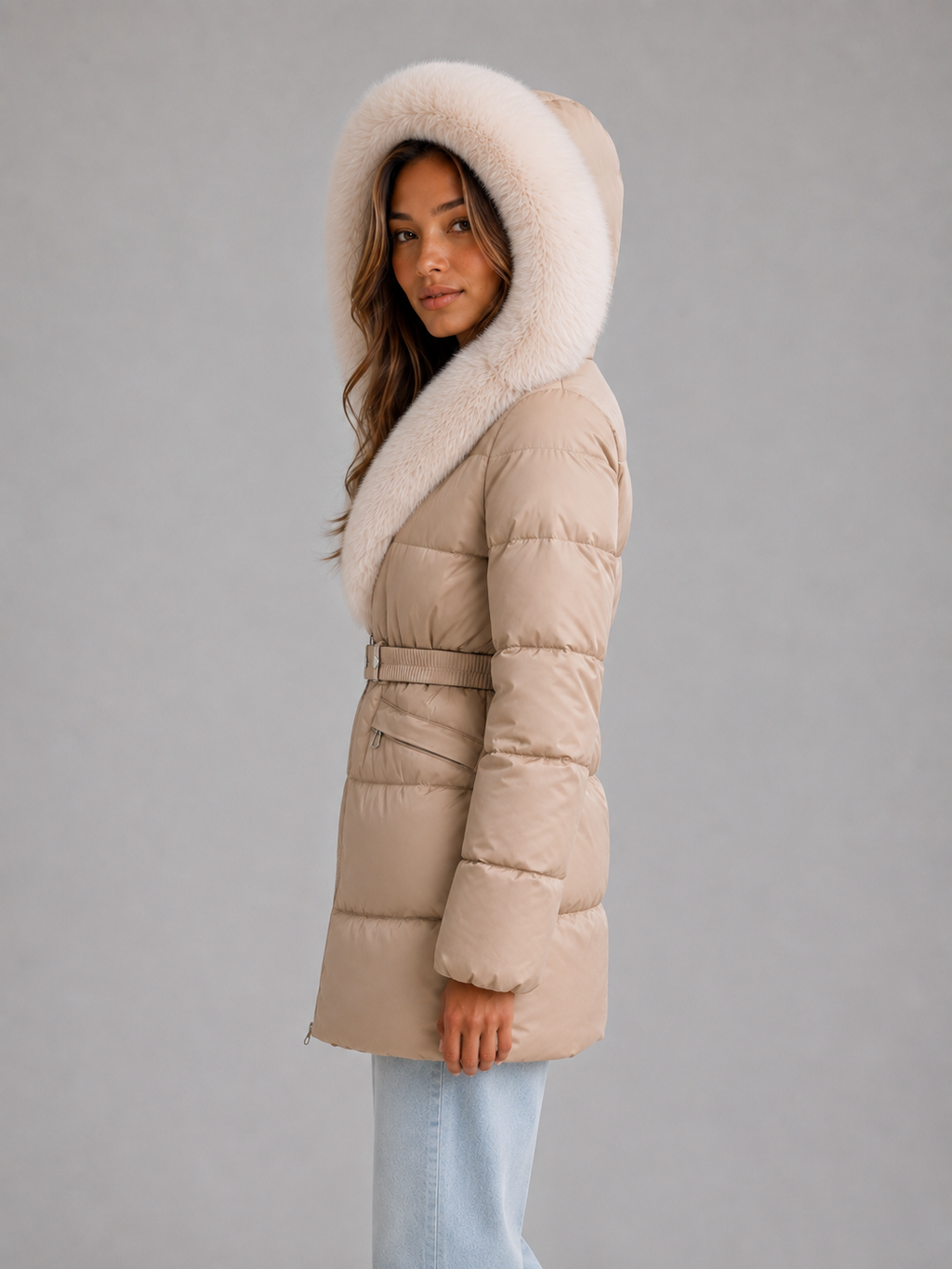 Puffer Jacket in Beige
