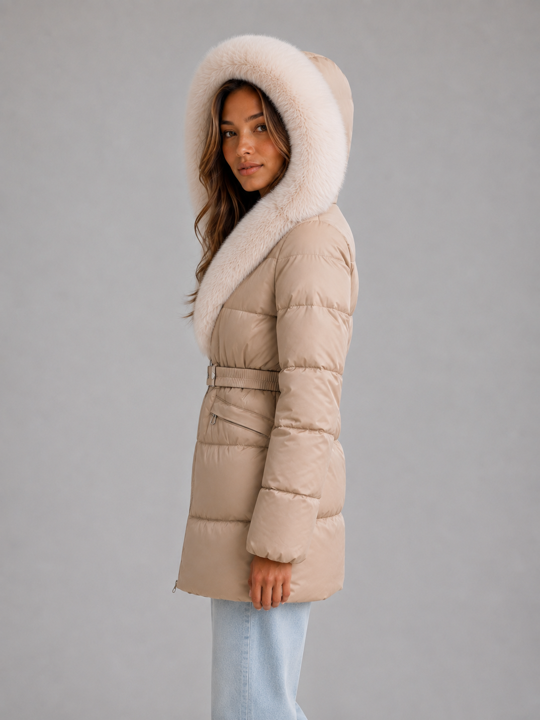 Puffer Jacket in Beige