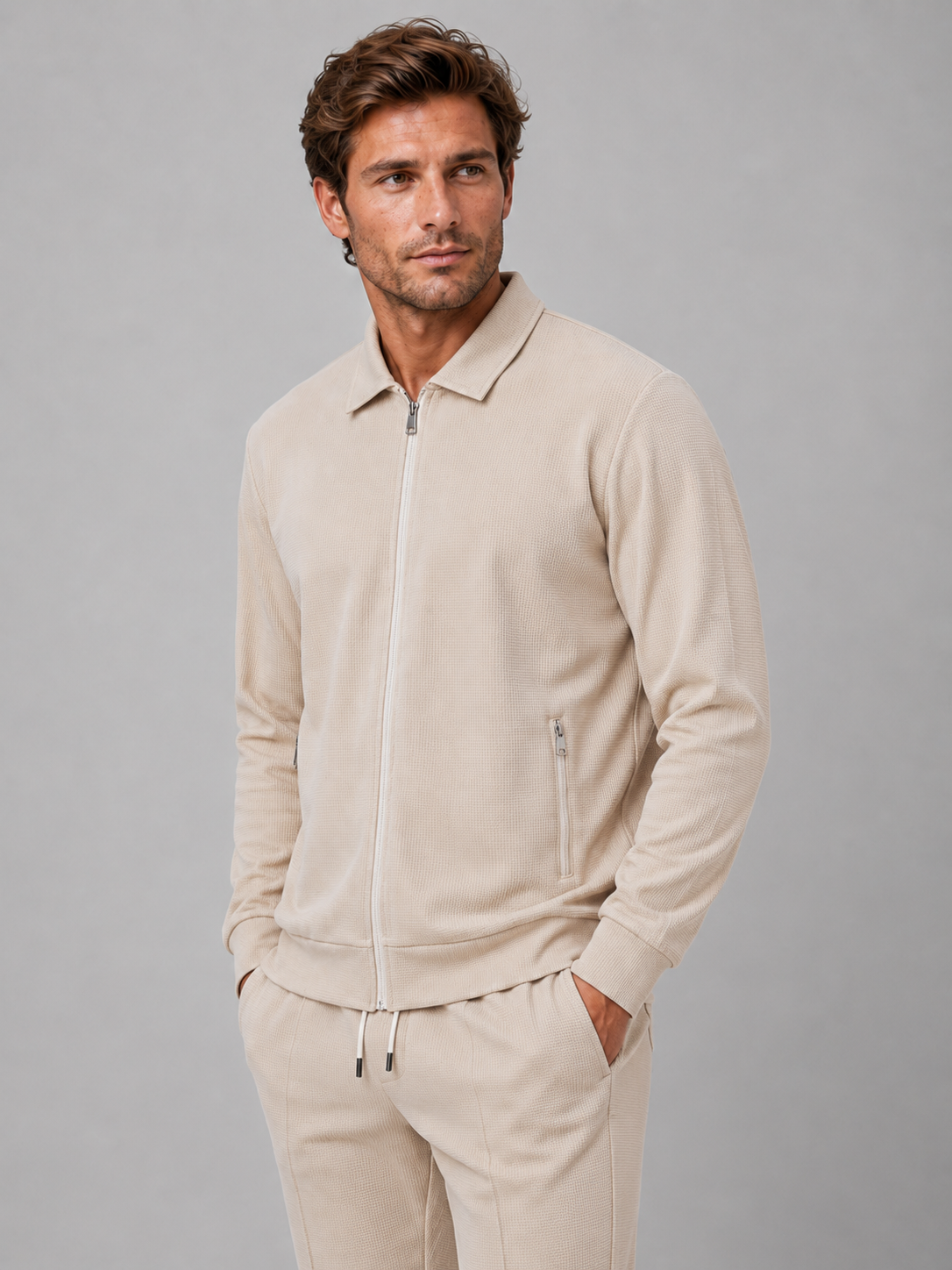 Jacket And Trousers Set in Beige