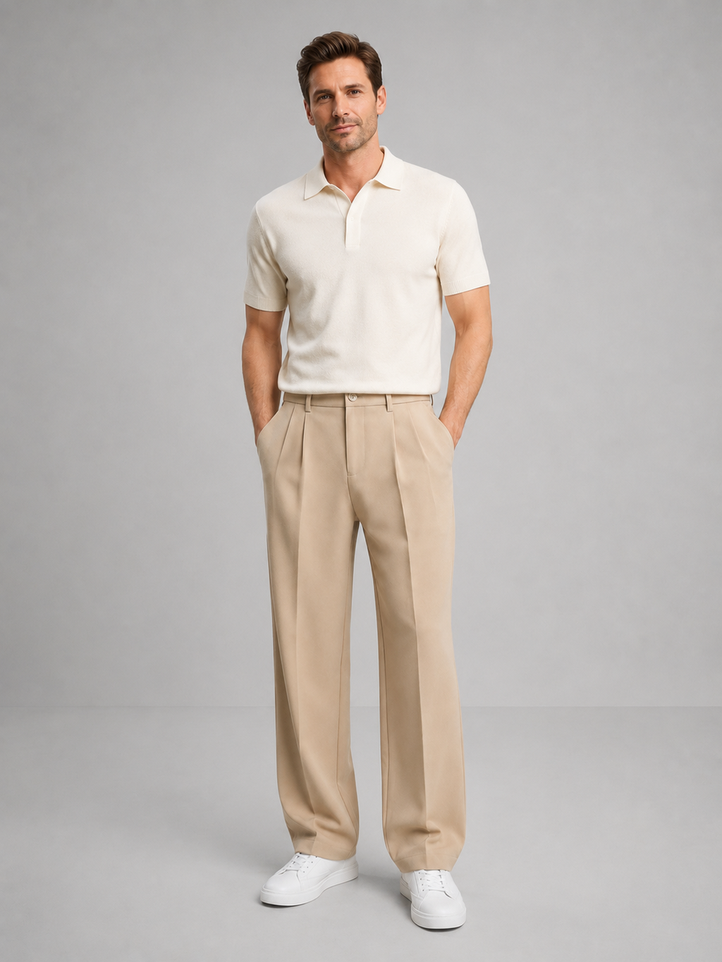 Men's Tailored Chinos in Beige