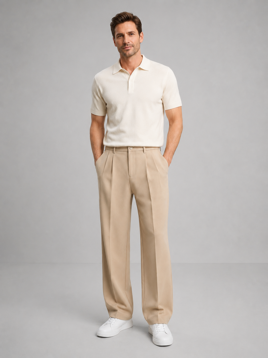 Men's Tailored Chinos in Beige