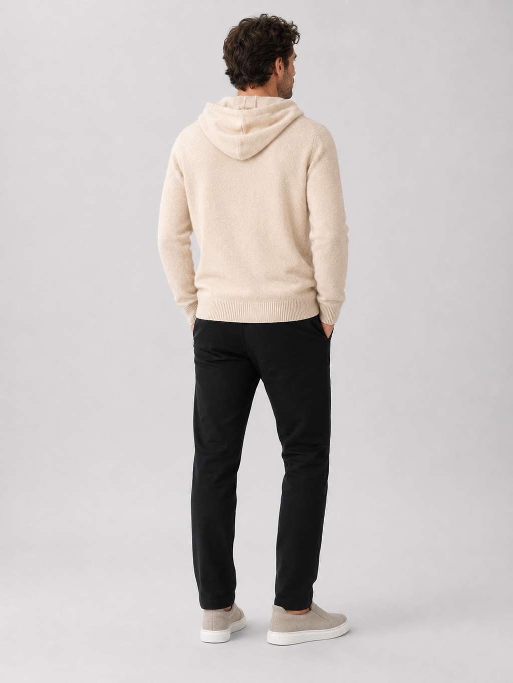 Men's Grey Hooded Sweatshirt in Beige