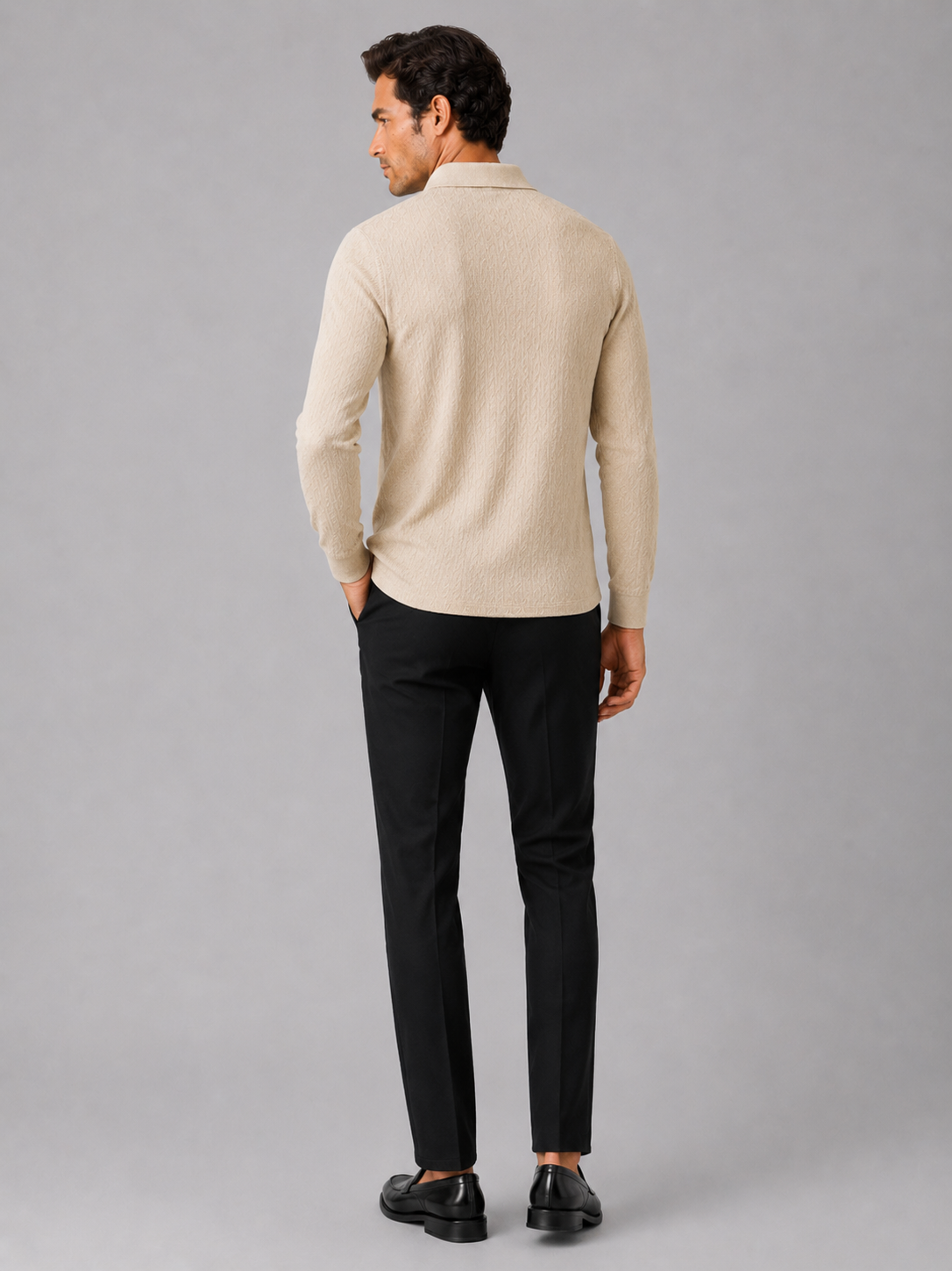 Men's Long Sleeve Polo Shirt – Smooth Knit Business Casual Polo | Nero & Luya