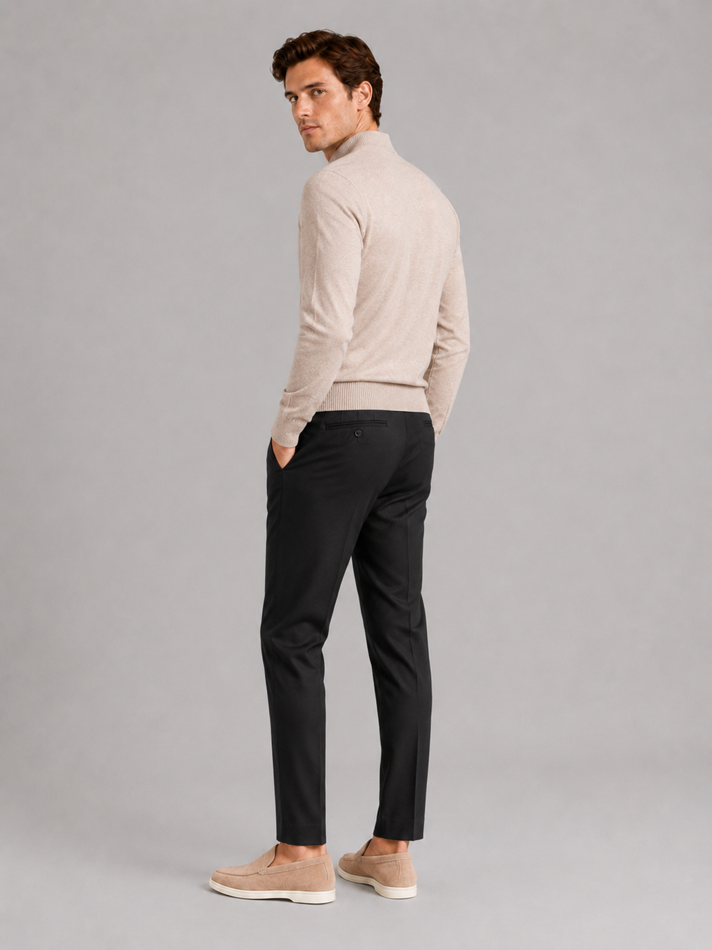 Mock Neck Pullover in Beige