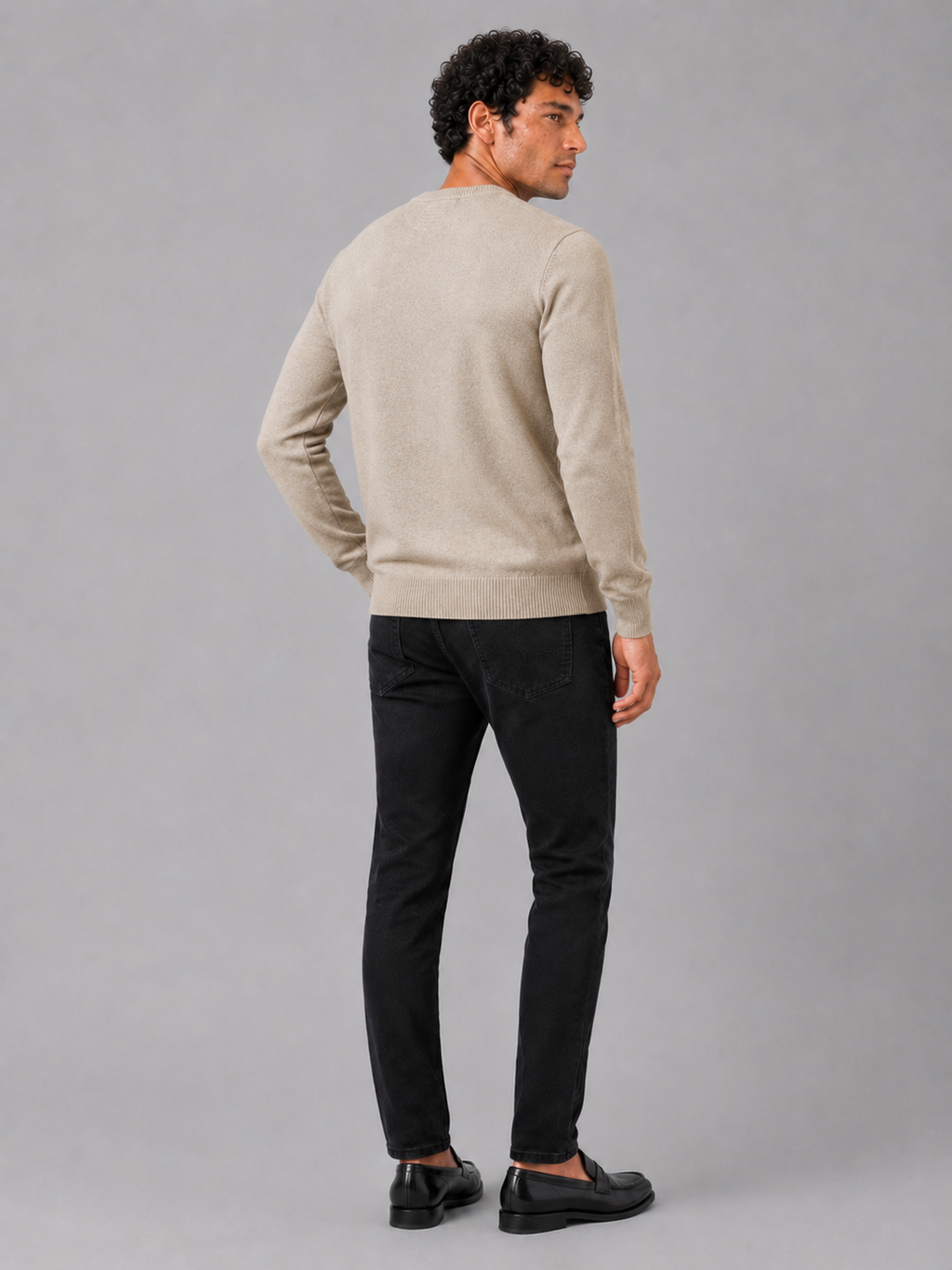 Men'S Wool Pullover in Beige