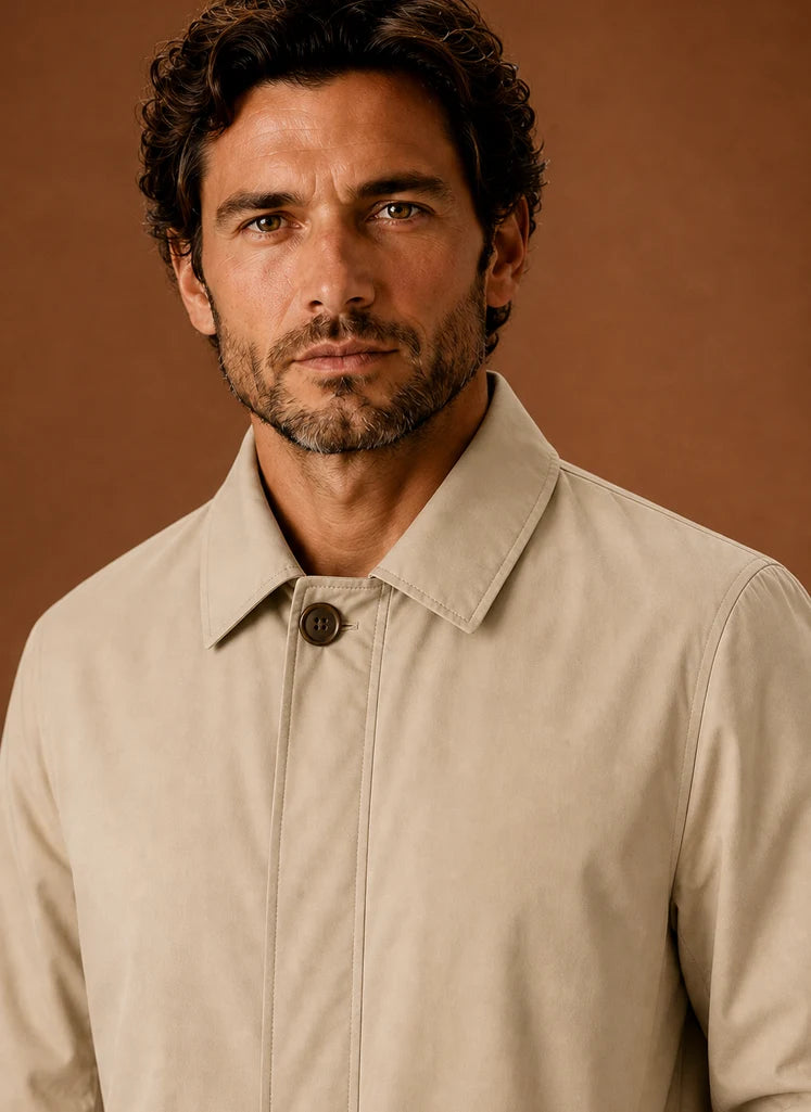 Men's Classic Trench Coat Lightweight Water-Resistant Jacket | Nero & Luya