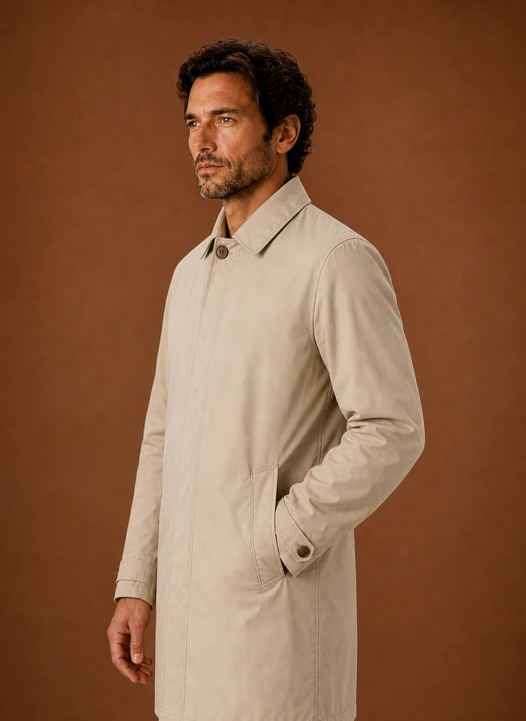 Men's Classic Trench Coat Lightweight Water-Resistant Jacket | Nero & Luya