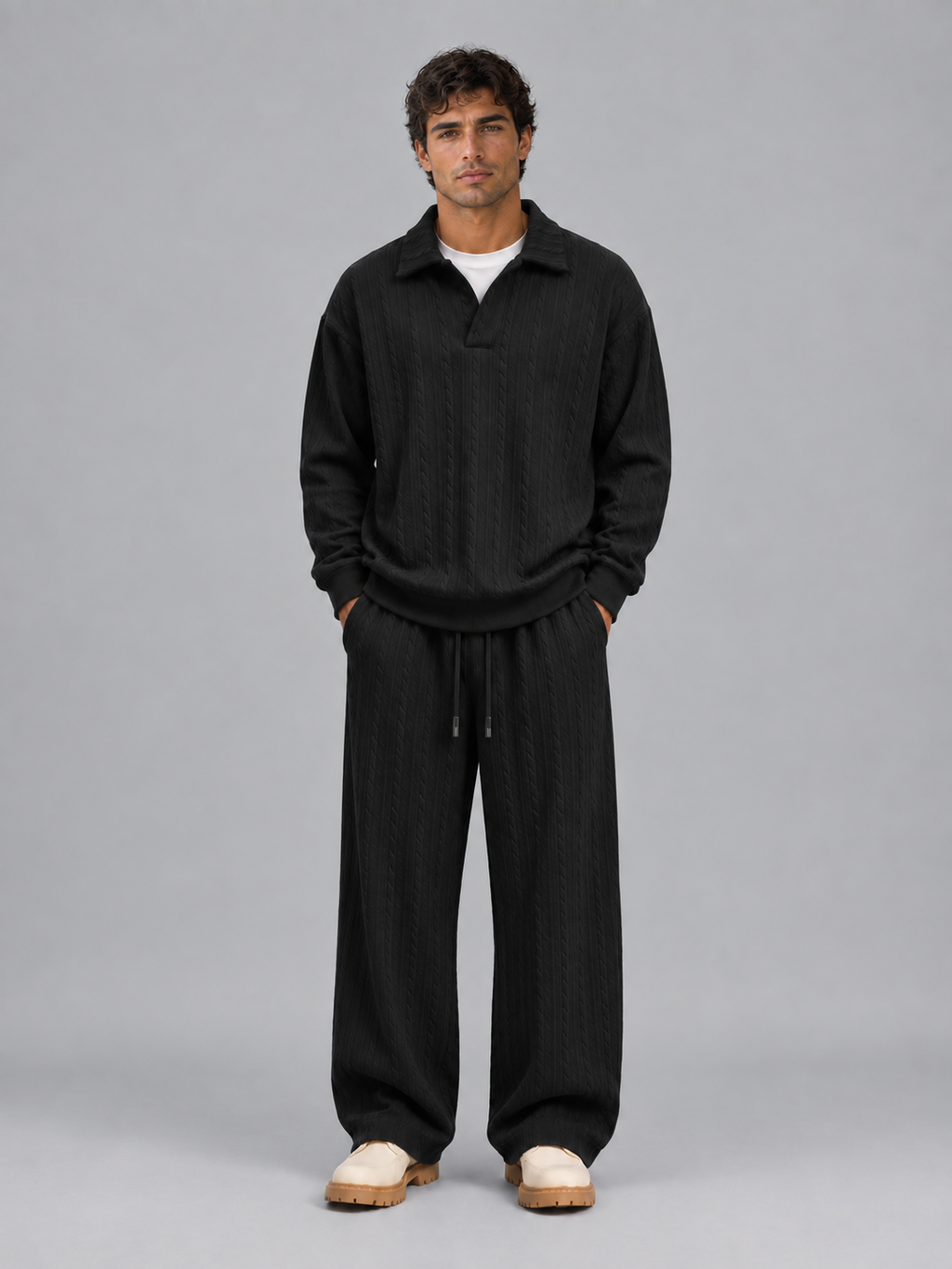 Two-Piece Knit Set in Black