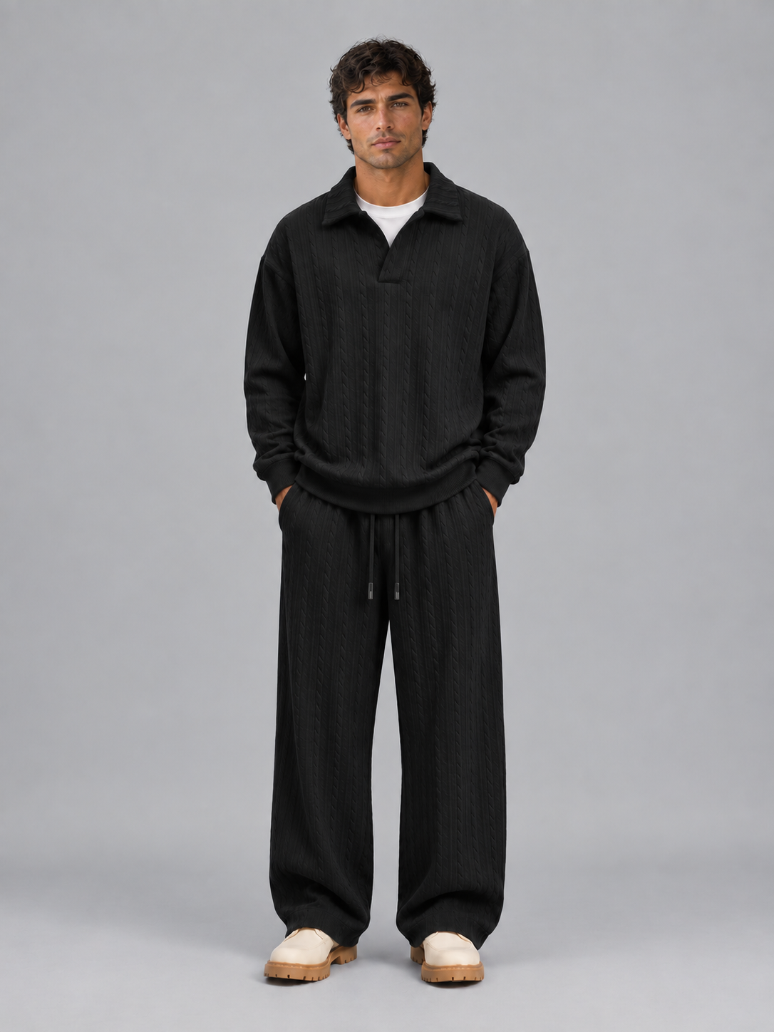 Two-Piece Knit Set in Black