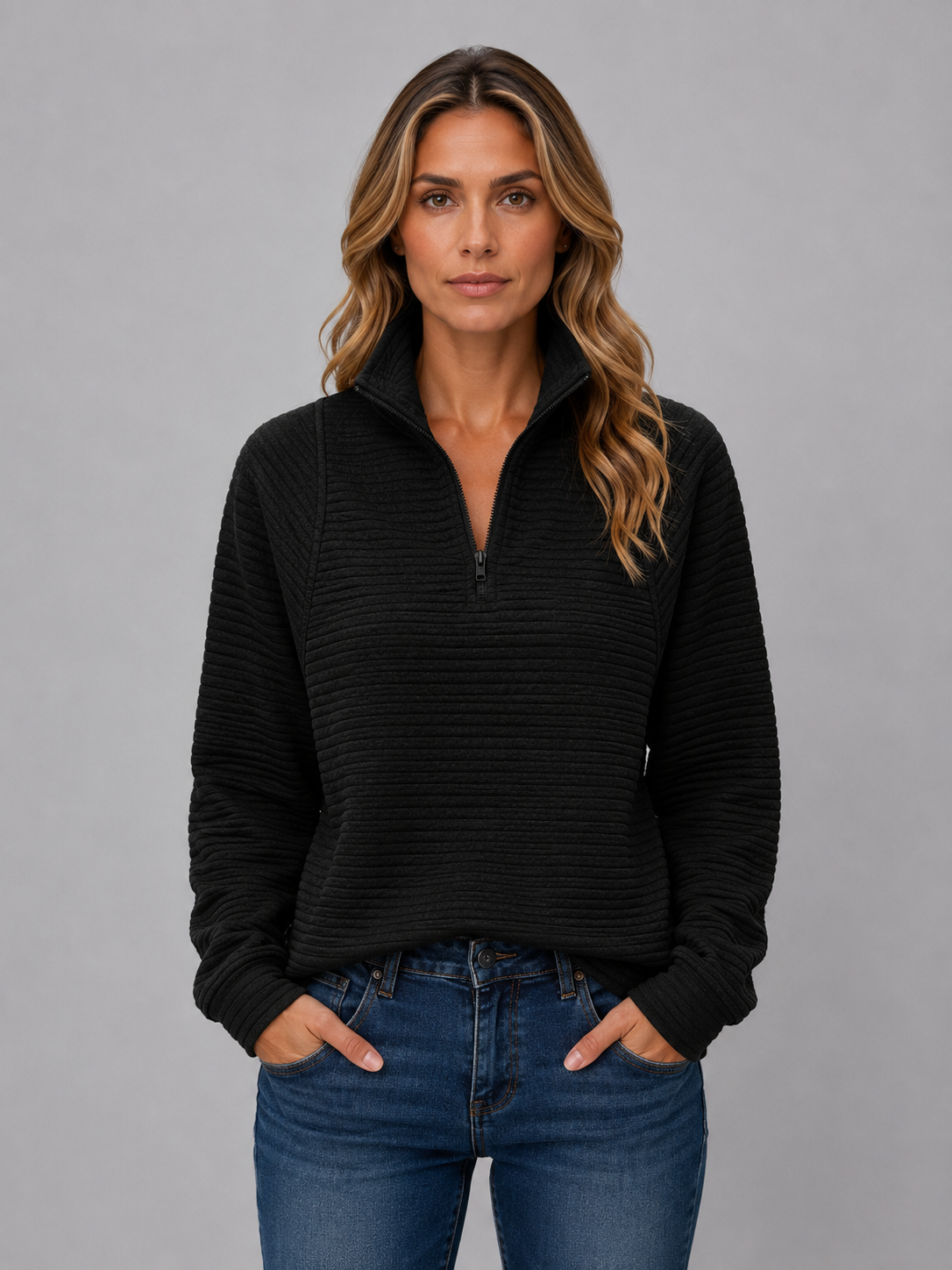 Half Zip Sweater in Black