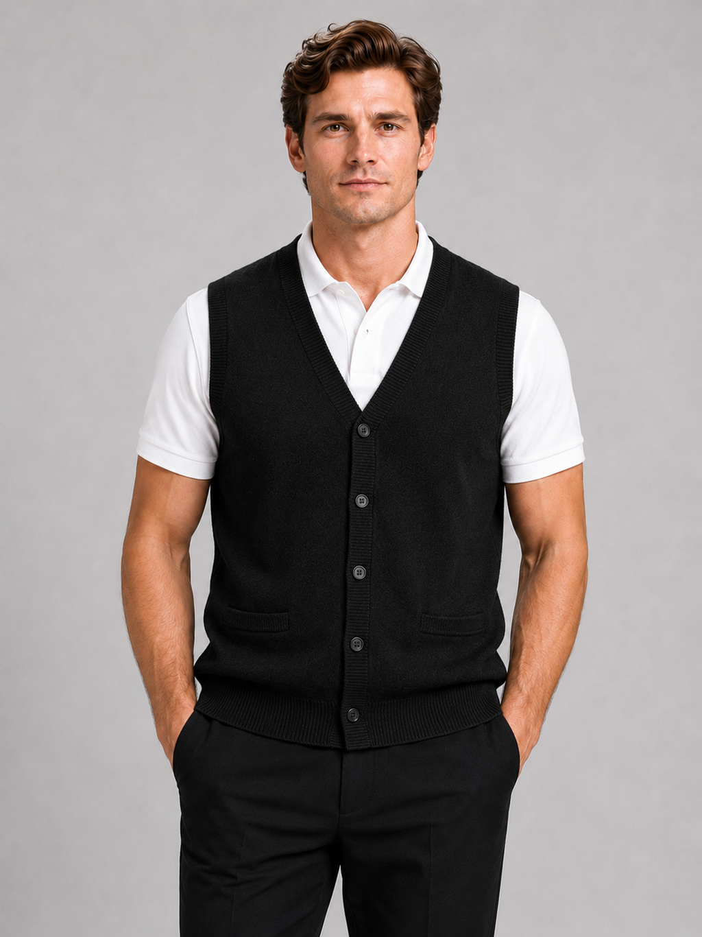 Sleeveless Sweater Men's in Black