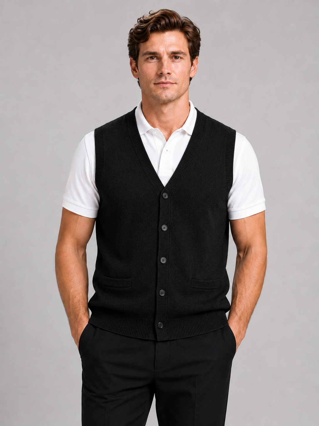 Sleeveless Sweater Men's in Black