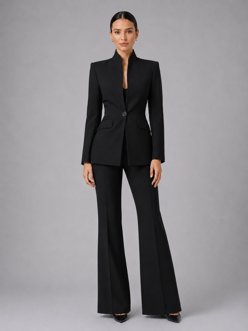 Women's Tailored Pantsuit – Blazer & Wide Leg Pants Two Piece Set | Nero & Luya