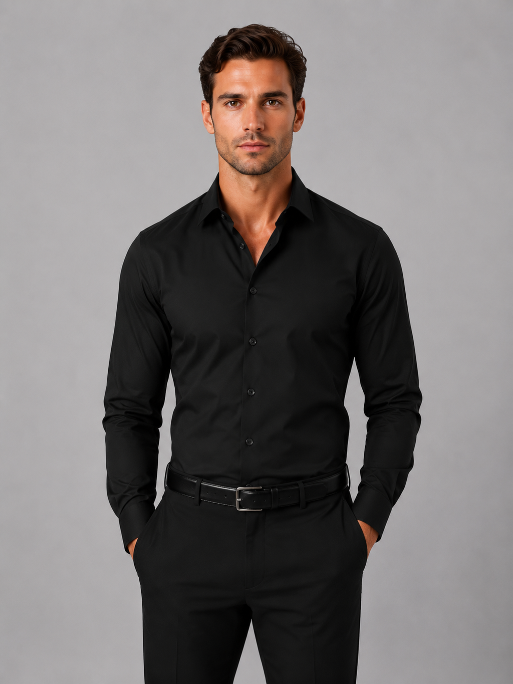 Men's Long Sleeve Shirt in Black
